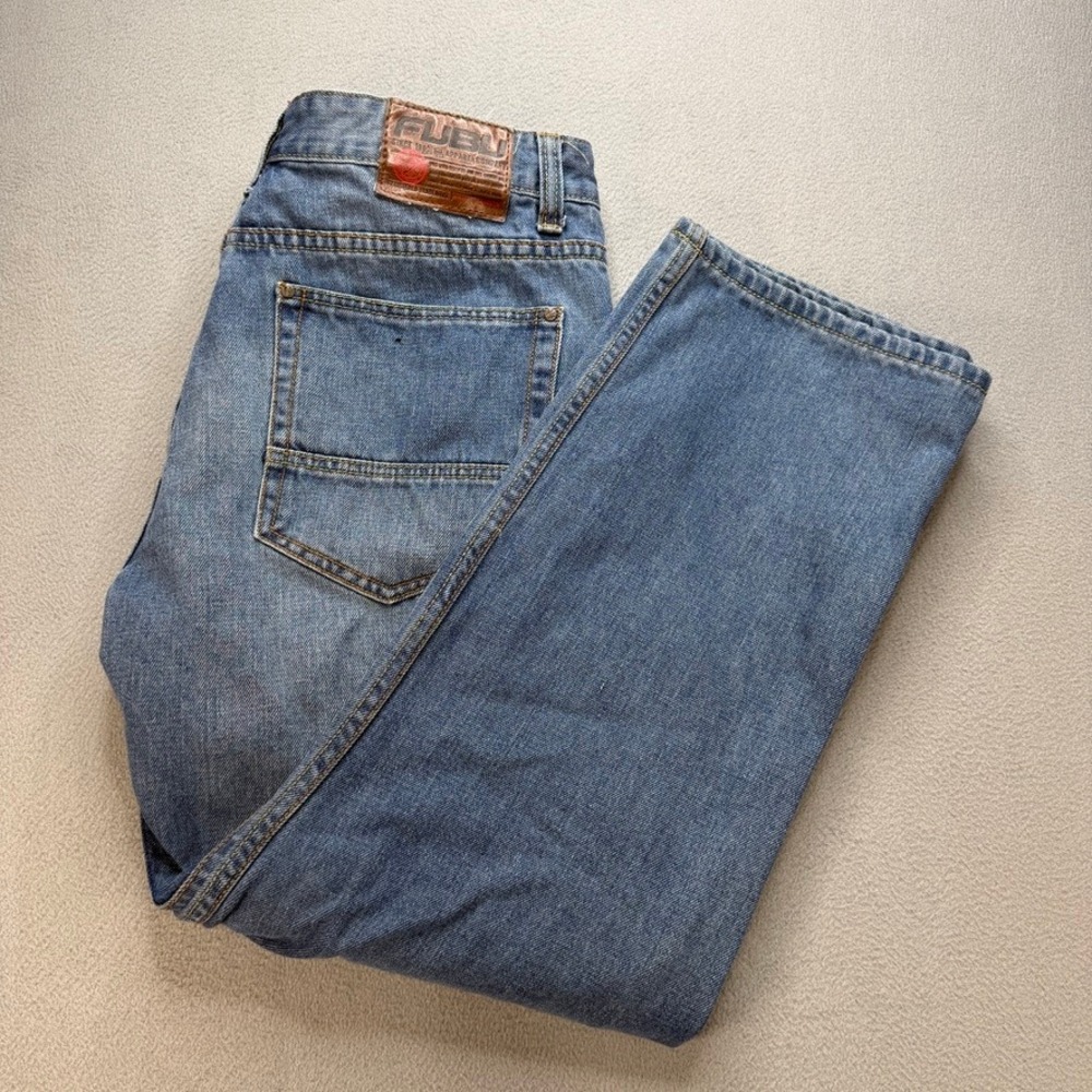 VTG FUBU Jeans Denim Pants Baggy Straight 36x30 (FIT 34x28) Blue Streetwear